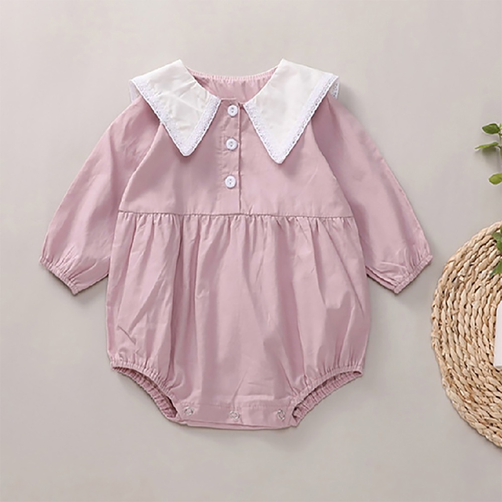 Baby Girls Collar Long Sleeve Romper Lavender